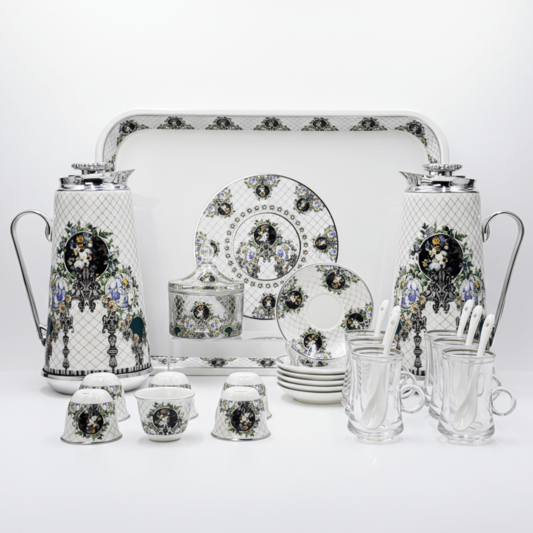 Mayflower White & Gold Premium Tea and Coffee Serving Collection with Purple and Green Floral Design - Al Kabayel Discount CentreMayflower White & Gold Premium Tea and Coffee Serving Collection with Purple and Green Floral DesignTea SetsMAYFLOWERAl Kabayel Discount Centre