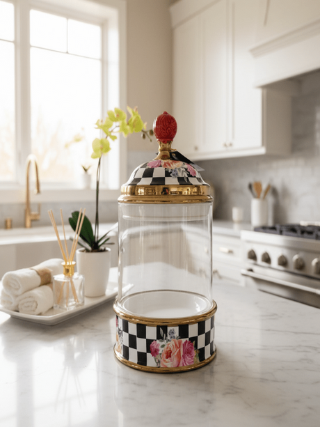 Mayflower Glass Storage Canister with Ceramic Lid – 14 × 26 cm, Black & White Kitchen Jar - Al Kabayel Discount CentreMayflower Glass Storage Canister with Ceramic Lid – 14 × 26 cm, Black & White Kitchen JarJars & Food SaversMAYFLOWERAl Kabayel Discount Centre