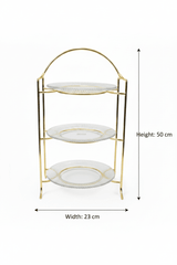 Meera 3-Tier Round Glass & Gold Metal Candy Serving Tray Stand | Elegant Dessert Display Tower for Sweets, Dates & Pastries | 23×50 cm | - Al Kabayel Discount CentreMeera 3-Tier Round Glass & Gold Metal Candy Serving Tray Stand | Elegant Dessert Display Tower for Sweets, Dates & Pastries | 23×50 cm |Serving TrayMEERAAl Kabayel Discount Centre