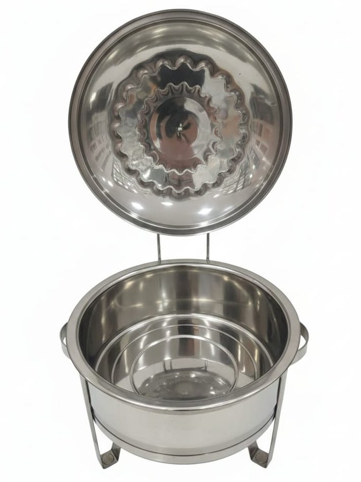 Meera 4000ml Stainless Steel Food Warmer – Elegant Silver with Gold Decorative Trim Design 2 Buffet Server - Al Kabayel Discount CentreMeera 4000ml Stainless Steel Food Warmer – Elegant Silver with Gold Decorative Trim Design 2 Buffet ServerWarmersMEERAAl Kabayel Discount Centre