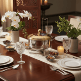 Meera 4000ml Stainless Steel Food Warmer – Elegant Silver with Gold Decorative Trim Design 2 Buffet Server - Al Kabayel Discount CentreMeera 4000ml Stainless Steel Food Warmer – Elegant Silver with Gold Decorative Trim Design 2 Buffet ServerWarmersMEERAAl Kabayel Discount Centre