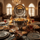 Meera 4000ml Stainless Steel Food Warmer – Premium Silver with Gold Accent Design 1 Heavy Duty Buffet Serving Dish - Al Kabayel Discount CentreMeera 4000ml Stainless Steel Food Warmer – Premium Silver with Gold Accent Design 1 Heavy Duty Buffet Serving DishWarmersMEERAAl Kabayel Discount Centre