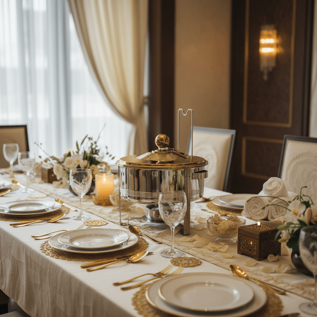 Meera 8000ml Stainless Steel Food Warmer – Extra Large Silver & Gold Design 1 Professional Buffet Dish - Al Kabayel Discount CentreMeera 8000ml Stainless Steel Food Warmer – Extra Large Silver & Gold Design 1 Professional Buffet DishWarmersMEERAAl Kabayel Discount Centre