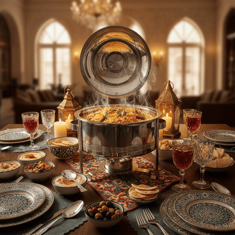 Meera 8000ml Stainless Steel Food Warmer – Extra Large Silver & Gold Design 1 Professional Buffet Dish - Al Kabayel Discount CentreMeera 8000ml Stainless Steel Food Warmer – Extra Large Silver & Gold Design 1 Professional Buffet DishWarmersMEERAAl Kabayel Discount Centre