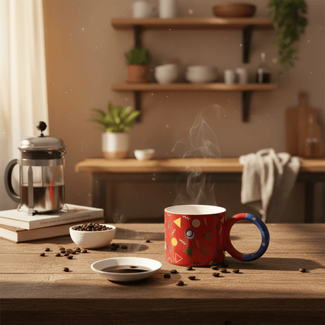 Memphis Geometric Ceramic Mug — 380ml | Bold Colorful Design with Circular Handle - Al Kabayel Discount CentreMemphis Geometric Ceramic Mug — 380ml | Bold Colorful Design with Circular HandleMugsAKDCAl Kabayel Discount Centre