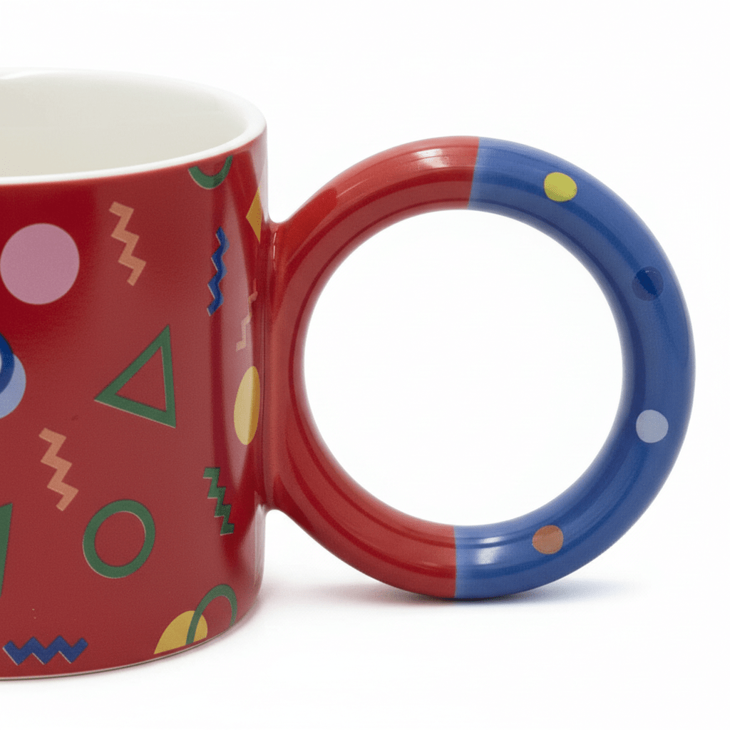 Memphis Geometric Ceramic Mug — 380ml | Bold Colorful Design with Circular Handle - Al Kabayel Discount CentreMemphis Geometric Ceramic Mug — 380ml | Bold Colorful Design with Circular HandleMugsAKDCAl Kabayel Discount Centre