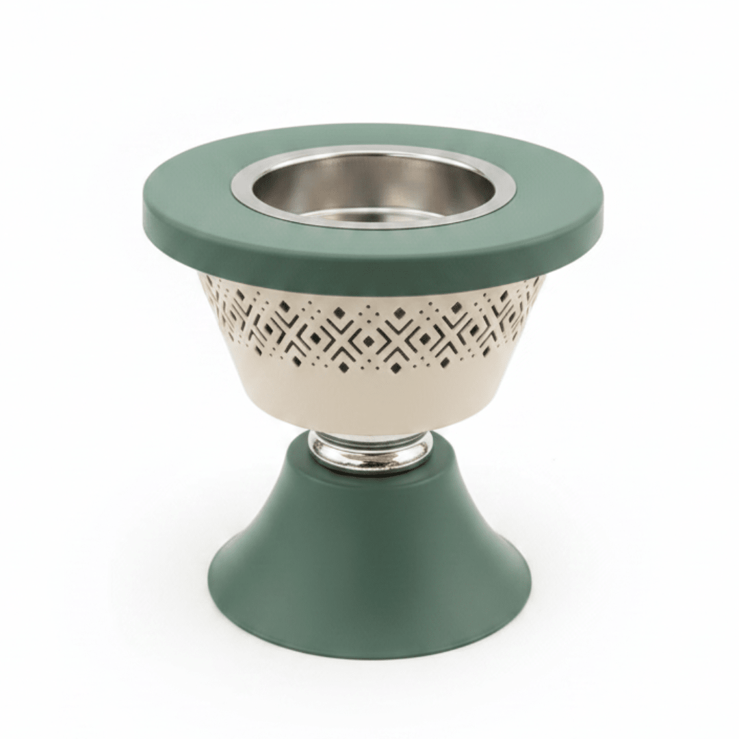 Metal Incense Burner – Mabkhara | 12cm | Arabic Bakhoor Holder | Rose Gold & Green | - Al Kabayel Discount CentreMetal Incense Burner – Mabkhara | 12cm | Arabic Bakhoor Holder | Rose Gold & Green |Incense BurnerAKDCAl Kabayel Discount Centre