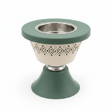 Metal Incense Burner – Mabkhara | 12cm | Arabic Bakhoor Holder | Rose Gold & Green | - Al Kabayel Discount CentreMetal Incense Burner – Mabkhara | 12cm | Arabic Bakhoor Holder | Rose Gold & Green |Incense BurnerAKDCAl Kabayel Discount Centre