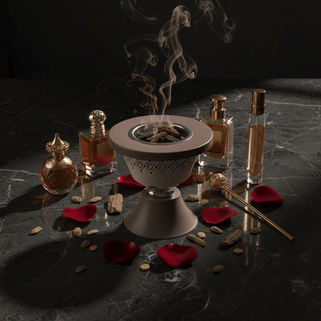 Metal Incense Burner – Mabkhara | 12cm | Arabic Bakhoor Holder | Rose Gold & Green | - Al Kabayel Discount CentreMetal Incense Burner – Mabkhara | 12cm | Arabic Bakhoor Holder | Rose Gold & Green |Incense BurnerAKDCAl Kabayel Discount Centre