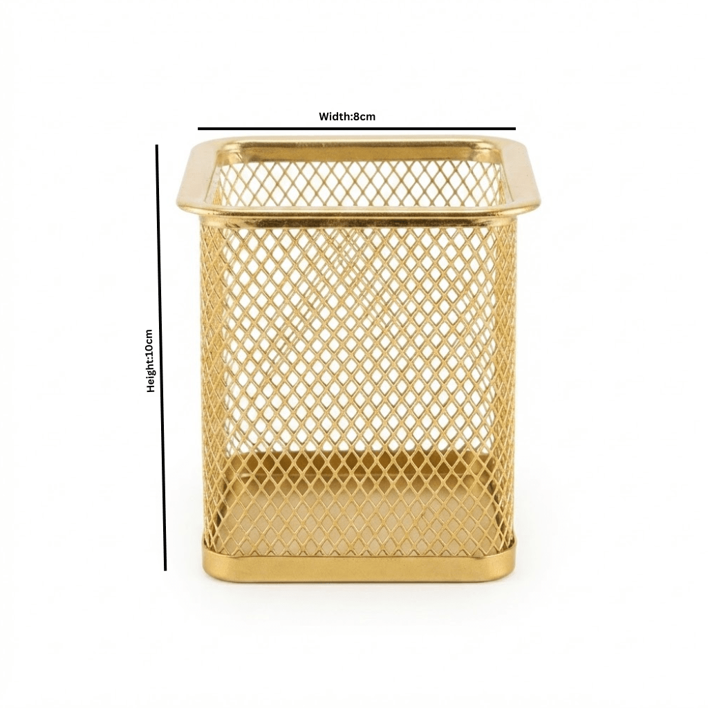 Metal Mesh Pen Holder - 10×8 cm - Rose Gold / Gold - Al Kabayel Discount CentreMetal Mesh Pen Holder - 10×8 cm - Rose Gold / GoldOrganizers & AccessoriesAKDCAl Kabayel Discount Centre