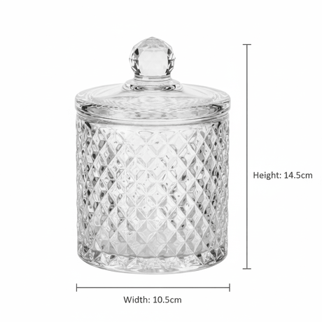 M.E.W Crystal Diamond Cut Glass Candy Pot with Lid 10.5 × 14.5 cm - Al Kabayel Discount CentreM.E.W Crystal Diamond Cut Glass Candy Pot with Lid 10.5 × 14.5 cmJars & Food SaversM.E.WAl Kabayel Discount Centre
