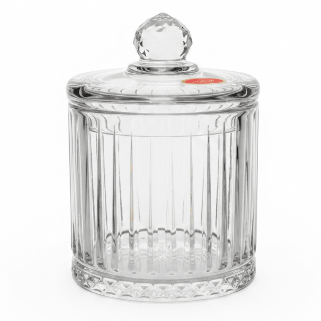 M.E.W Crystal Glass Candy Pot with Lid - 10.5 × 14.5 cm - Al Kabayel Discount CentreM.E.W Crystal Glass Candy Pot with Lid - 10.5 × 14.5 cmJars & Food SaversM.E.WAl Kabayel Discount Centre
