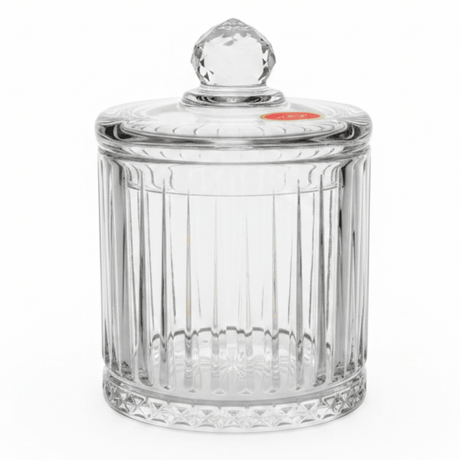M.E.W Crystal Glass Candy Pot with Lid - 10.5 × 14.5 cm - Al Kabayel Discount CentreM.E.W Crystal Glass Candy Pot with Lid - 10.5 × 14.5 cmJars & Food SaversM.E.WAl Kabayel Discount Centre