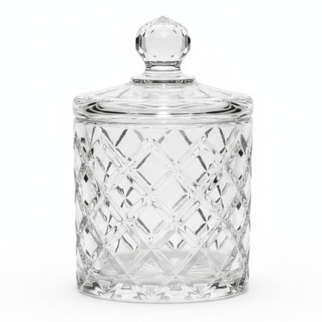 M.E.W Crystal Glass Candy Pot with Lid - 10.5×14.5 cm - Al Kabayel Discount CentreM.E.W Crystal Glass Candy Pot with Lid - 10.5×14.5 cmJars & Food SaversM.E.WAl Kabayel Discount Centre