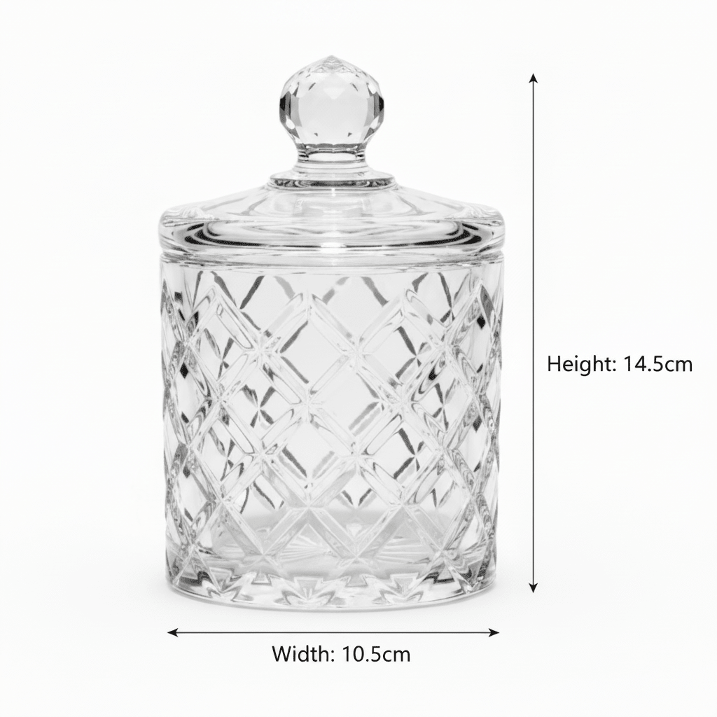 M.E.W Crystal Glass Candy Pot with Lid - 10.5×14.5 cm - Al Kabayel Discount CentreM.E.W Crystal Glass Candy Pot with Lid - 10.5×14.5 cmJars & Food SaversM.E.WAl Kabayel Discount Centre