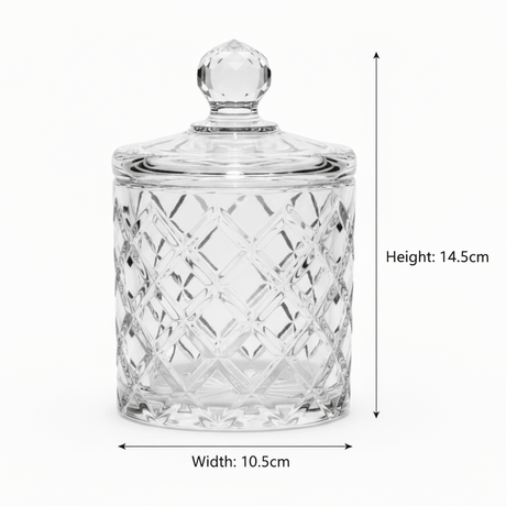 M.E.W Crystal Glass Candy Pot with Lid - 10.5×14.5 cm - Al Kabayel Discount CentreM.E.W Crystal Glass Candy Pot with Lid - 10.5×14.5 cmJars & Food SaversM.E.WAl Kabayel Discount Centre
