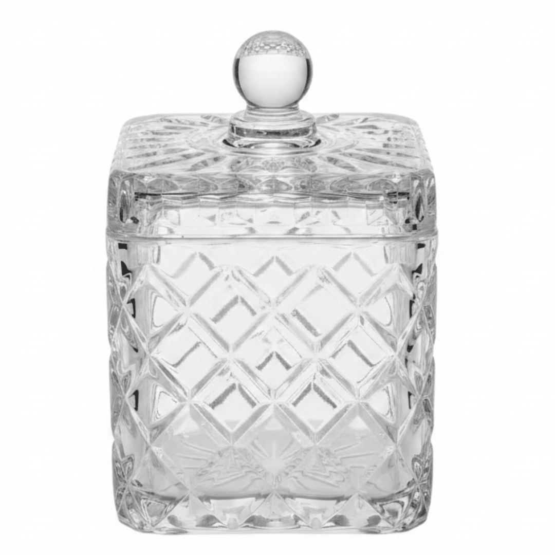 M.E.W Crystal Glass Candy Pot with Lid - 12×13.3 cm - Al Kabayel Discount CentreM.E.W Crystal Glass Candy Pot with Lid - 12×13.3 cmJars & Food SaversM.E.WAl Kabayel Discount Centre