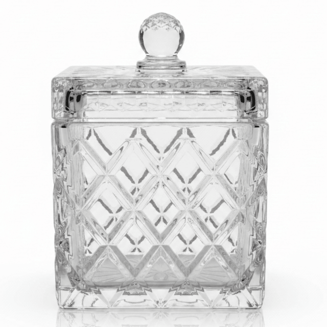 M.E.W Crystal Glass Candy Pot with Lid - 14×18.8 cm - Al Kabayel Discount CentreM.E.W Crystal Glass Candy Pot with Lid - 14×18.8 cmJars & Food SaversM.E.WAl Kabayel Discount Centre