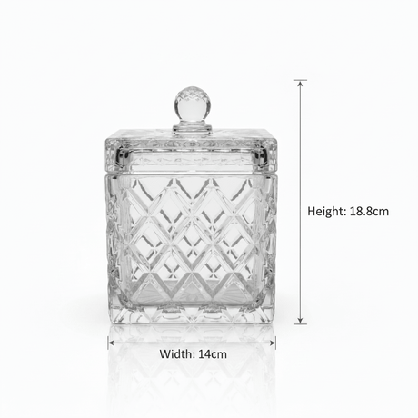 M.E.W Crystal Glass Candy Pot with Lid - 14×18.8 cm - Al Kabayel Discount CentreM.E.W Crystal Glass Candy Pot with Lid - 14×18.8 cmJars & Food SaversM.E.WAl Kabayel Discount Centre