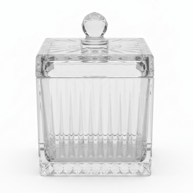 M.E.W Crystal Glass Square Candy Pot with Lid - 14×18.8 cm - Al Kabayel Discount CentreM.E.W Crystal Glass Square Candy Pot with Lid - 14×18.8 cmJars & Food SaversM.E.WAl Kabayel Discount Centre