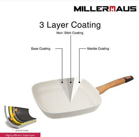 MILLERHAUS Forged Aluminum Square Fry Pan Marble Non - Stick Coating, 28cm x 28cm x 4.2cm, MH - 4510 - Al Kabayel Discount CentreMILLERHAUS Forged Aluminum Square Fry Pan Marble Non - Stick Coating, 28cm x 28cm x 4.2cm, MH - 4510Frying Pans & SkilletsMILLERHAUSAl Kabayel Discount Centre