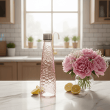 Millerhaus Honeycomb - Textured Crystal Glass Bottle 750ml with Metal Lid,Transparent Pink - Al Kabayel Discount CentreMillerhaus Honeycomb - Textured Crystal Glass Bottle 750ml with Metal Lid,Transparent PinkKitchen Utensils & GadgetsMILLERHAUSAl Kabayel Discount Centre