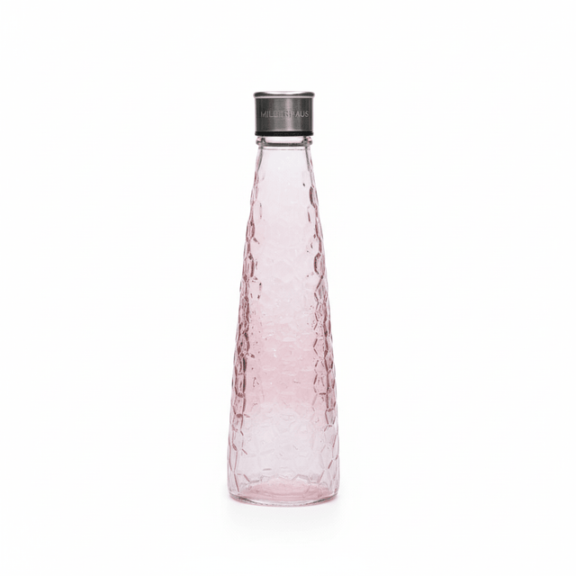 Millerhaus Honeycomb - Textured Crystal Glass Bottle 750ml with Metal Lid,Transparent Pink - Al Kabayel Discount CentreMillerhaus Honeycomb - Textured Crystal Glass Bottle 750ml with Metal Lid,Transparent PinkKitchen Utensils & GadgetsMILLERHAUSAl Kabayel Discount Centre