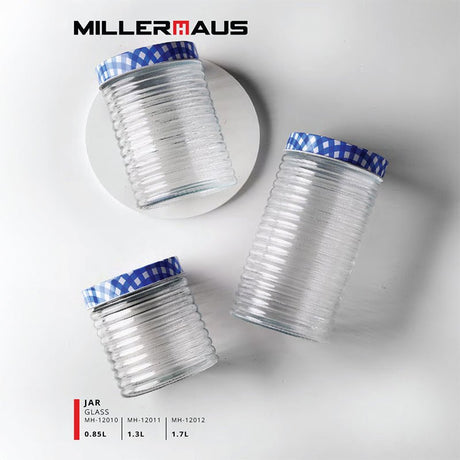 Millerhaus Ribbed Glass Storage Jar 850Ml Glass with Metal Lid - Al Kabayel Discount CentreMillerhaus Ribbed Glass Storage Jar 850Ml Glass with Metal LidJars & Food SaversMILLERHAUSAl Kabayel Discount Centre