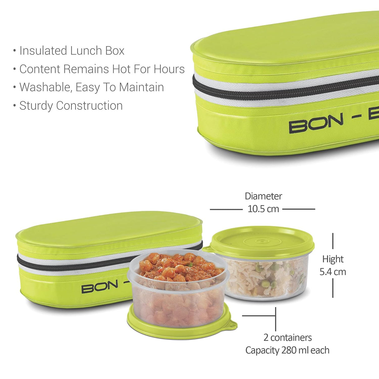 Milton Bon - Bon 2pc Round Plastic Lunch Box 300ml+300ml with Insulated Bag, Green - Al Kabayel Discount CentreMilton Bon - Bon 2pc Round Plastic Lunch Box 300ml+300ml with Insulated Bag, GreenFood ContainersMILTONAl Kabayel Discount Centre