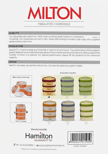 Milton Travel Mate Stackable 3-Tier Insulated Casserole Set - 1500ml × 3 - Assorted Colors - Al Kabayel Discount CentreMilton Travel Mate Stackable 3-Tier Insulated Casserole Set - 1500ml × 3 - Assorted ColorsFood ContainersMILTONAl Kabayel Discount Centre