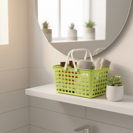 Mini Plastic Basket with Handle – 26×16cm - Lime Green / Light Blue - Al Kabayel Discount CentreMini Plastic Basket with Handle – 26×16cm - Lime Green / Light BlueOrganizers & AccessoriesAKDCAl Kabayel Discount Centre