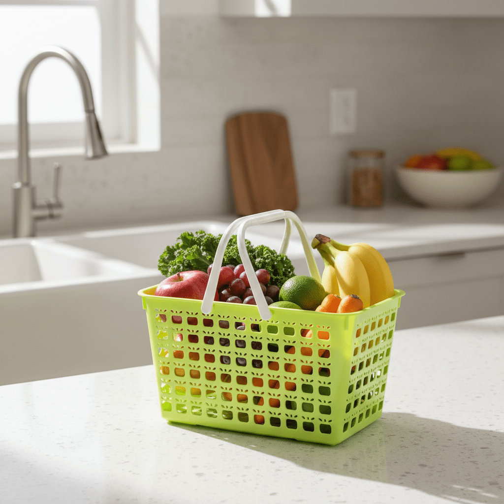 Mini Plastic Basket with Handle – 26×16cm - Lime Green / Light Blue - Al Kabayel Discount CentreMini Plastic Basket with Handle – 26×16cm - Lime Green / Light BlueOrganizers & AccessoriesAKDCAl Kabayel Discount Centre