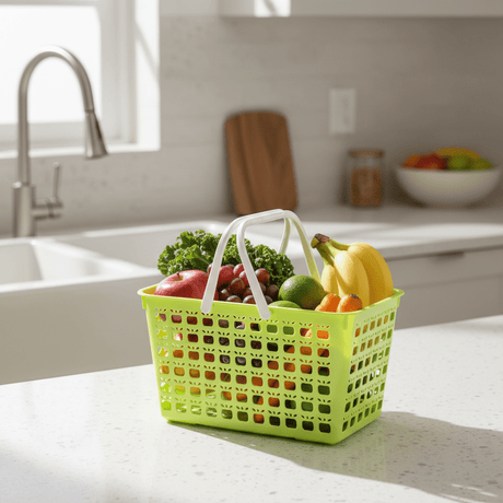 Mini Plastic Basket with Handle – 26×16cm - Lime Green / Light Blue - Al Kabayel Discount CentreMini Plastic Basket with Handle – 26×16cm - Lime Green / Light BlueOrganizers & AccessoriesAKDCAl Kabayel Discount Centre