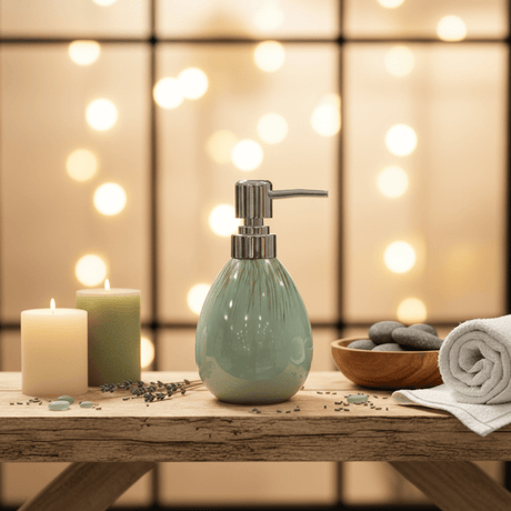 Mint Green Ceramic & Plastic Liquid Soap Dispenser – 400ml - Al Kabayel Discount CentreMint Green Ceramic & Plastic Liquid Soap Dispenser – 400mlHolders & DispensersAKDCAl Kabayel Discount Centre