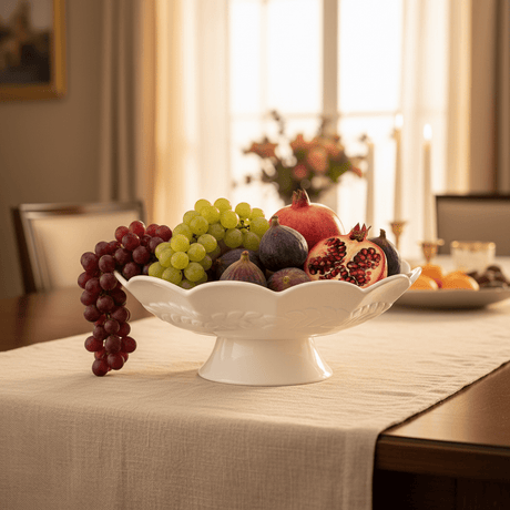 Modenic White Ceramic Footed Fruit Bowl for Table Centerpiece and Serving 12 inch - Al Kabayel Discount CentreModenic White Ceramic Footed Fruit Bowl for Table Centerpiece and Serving 12 inchBowlsMODENICAl Kabayel Discount Centre