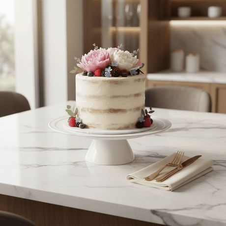 Modenic White Ceramic Footed Round Cake Stand Plate for Dessert Display and Serving 12 inch - Al Kabayel Discount CentreModenic White Ceramic Footed Round Cake Stand Plate for Dessert Display and Serving 12 inchServing TraysMODENICAl Kabayel Discount Centre