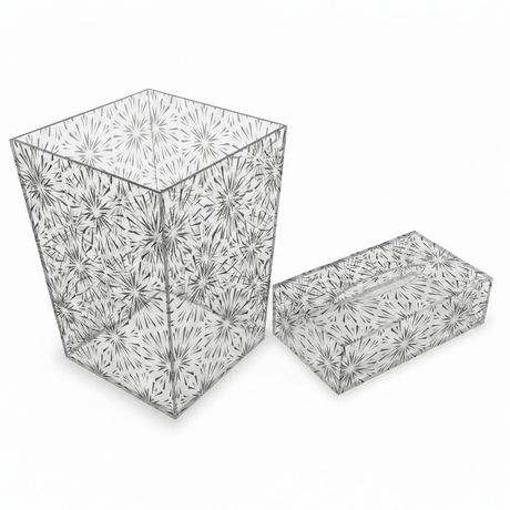 Modern Acrylic Dustbin with Black Design and Matching Tissue Box Set – Sleek Home Accessory – 24.5 × 20 cm & 22 × 12 cm - Al Kabayel Discount CentreModern Acrylic Dustbin with Black Design and Matching Tissue Box Set – Sleek Home Accessory – 24.5 × 20 cm & 22 × 12 cmOrganizers & AccessoriesAKDCAl Kabayel Discount Centre