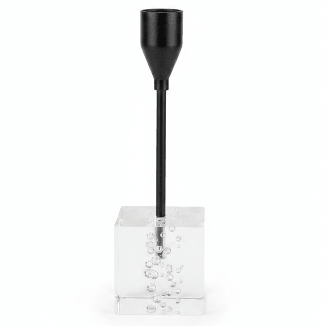 Modern Crystal & Black Metal Candle Holder Stand for Contemporary Table Decoration – 17cm - Al Kabayel Discount CentreModern Crystal & Black Metal Candle Holder Stand for Contemporary Table Decoration – 17cmHome Décor AccentsAKDCAl Kabayel Discount Centre