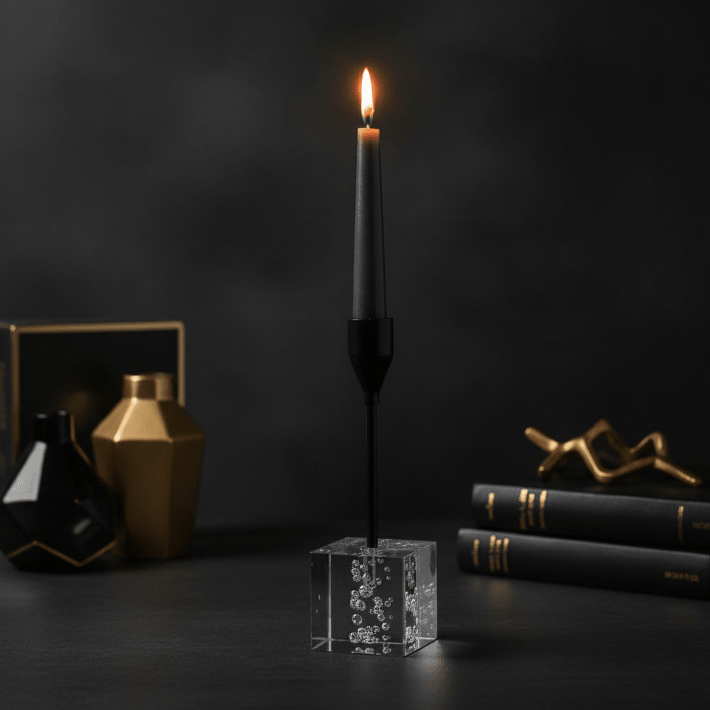 Modern Crystal & Black Metal Candle Holder Stand for Contemporary Table Decoration – 17cm - Al Kabayel Discount CentreModern Crystal & Black Metal Candle Holder Stand for Contemporary Table Decoration – 17cmHome Décor AccentsAKDCAl Kabayel Discount Centre