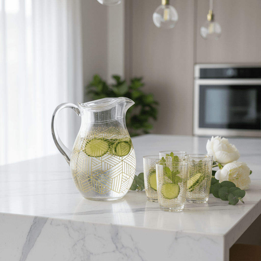 Modern Elegance Clear Acrylic Water Jug with Premium Gold Line Art Design – 22 cm - Al Kabayel Discount CentreModern Elegance Clear Acrylic Water Jug with Premium Gold Line Art Design – 22 cmJugsAKDCAl Kabayel Discount Centre