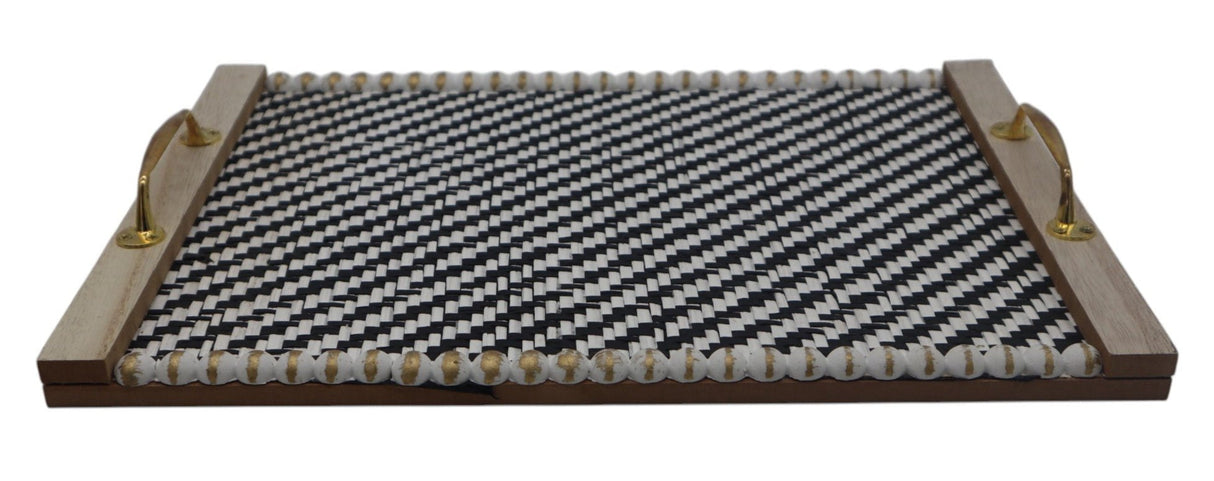 Modern Rectangular Wooden Tray with Striking Black & White Artistic Design – Ideal for Serving or Home Décor, 38×28×2 cm - Al Kabayel Discount CentreModern Rectangular Wooden Tray with Striking Black & White Artistic Design – Ideal for Serving or Home Décor, 38×28×2 cmServing TraysAKDCAl Kabayel Discount Centre