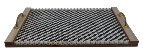 Modern Rectangular Wooden Tray with Striking Black & White Artistic Design – Ideal for Serving or Home Décor, 38×28×2 cm - Al Kabayel Discount CentreModern Rectangular Wooden Tray with Striking Black & White Artistic Design – Ideal for Serving or Home Décor, 38×28×2 cmServing TraysAKDCAl Kabayel Discount Centre