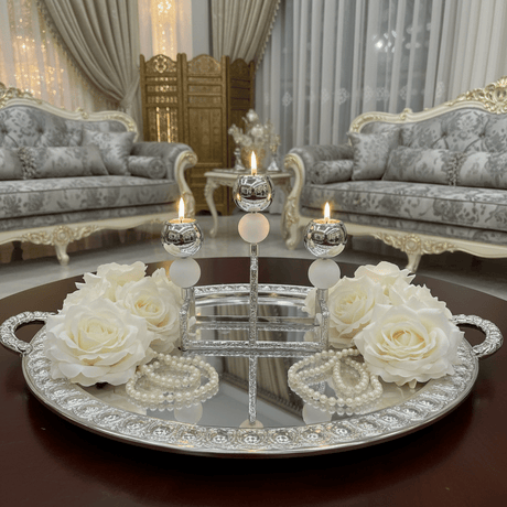 Modern Silver & White Metal 3 - Way Candle Holder Stand for Dining and Living Room Décor – 15cm - Al Kabayel Discount CentreModern Silver & White Metal 3 - Way Candle Holder Stand for Dining and Living Room Décor – 15cmHome Décor AccentsAKDCAl Kabayel Discount Centre
