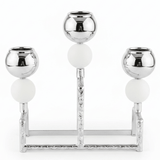 Modern Silver & White Metal 3 - Way Candle Holder Stand for Dining and Living Room Décor – 15cm - Al Kabayel Discount CentreModern Silver & White Metal 3 - Way Candle Holder Stand for Dining and Living Room Décor – 15cmHome Décor AccentsAKDCAl Kabayel Discount Centre