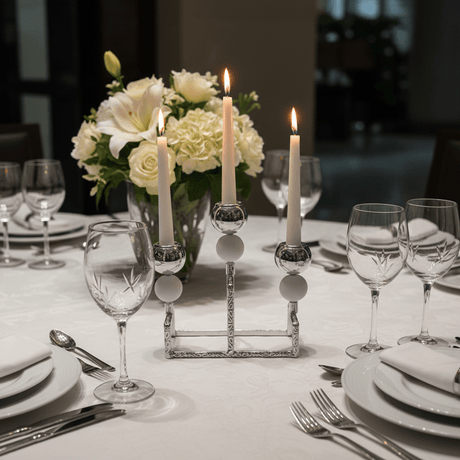 Modern Silver & White Metal 3 - Way Candle Holder Stand for Dining and Living Room Décor – 15cm - Al Kabayel Discount CentreModern Silver & White Metal 3 - Way Candle Holder Stand for Dining and Living Room Décor – 15cmHome Décor AccentsAKDCAl Kabayel Discount Centre