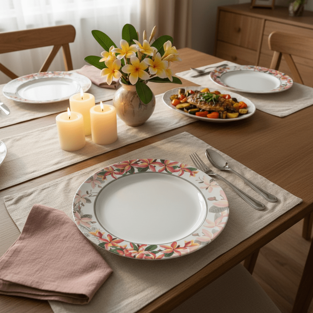 Moments Round White Melamine Dinner Plate with Elegant Flower Design, Premium Dining Plate for Home & Parties – 10 Inch - Al Kabayel Discount CentreMoments Round White Melamine Dinner Plate with Elegant Flower Design, Premium Dining Plate for Home & Parties – 10 InchPlatesMOMENTSAl Kabayel Discount Centre