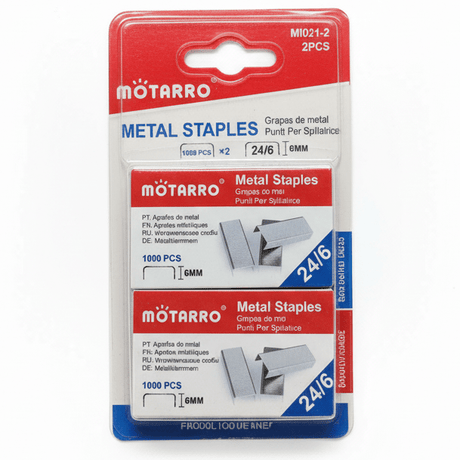 Motarro Heavy Duty Metal Staple Pins – Size 24/6 with 6 mm Length, Pack of 2 for Office, School and Professional Use - Al Kabayel Discount CentreMotarro Heavy Duty Metal Staple Pins – Size 24/6 with 6 mm Length, Pack of 2 for Office, School and Professional UsePaper Clips, Staples & FastenersMOTARROAl Kabayel Discount Centre