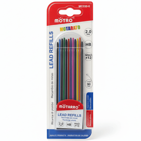 Motarro Mechanical Pencil Lead Refills 2.0 mm HB – Assorted Color Leads Pack of 12 for Writing, Sketching and Drafting - Al Kabayel Discount CentreMotarro Mechanical Pencil Lead Refills 2.0 mm HB – Assorted Color Leads Pack of 12 for Writing, Sketching and DraftingPens, Pencils & MarkersMOTARROAl Kabayel Discount Centre