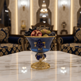 Murano Blue & Gold Decorative Metal Footed Glass Fruit Bowl with Porcelain Floral Design for Luxury Serving – 27 × 27.5 cm - Al Kabayel Discount CentreMurano Blue & Gold Decorative Metal Footed Glass Fruit Bowl with Porcelain Floral Design for Luxury Serving – 27 × 27.5 cmBowlsMURANOAl Kabayel Discount Centre