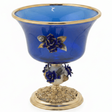 Murano Blue & Gold Decorative Metal Footed Glass Fruit Bowl with Porcelain Floral Design for Luxury Serving – 27 × 27.5 cm - Al Kabayel Discount CentreMurano Blue & Gold Decorative Metal Footed Glass Fruit Bowl with Porcelain Floral Design for Luxury Serving – 27 × 27.5 cmBowlsMURANOAl Kabayel Discount Centre